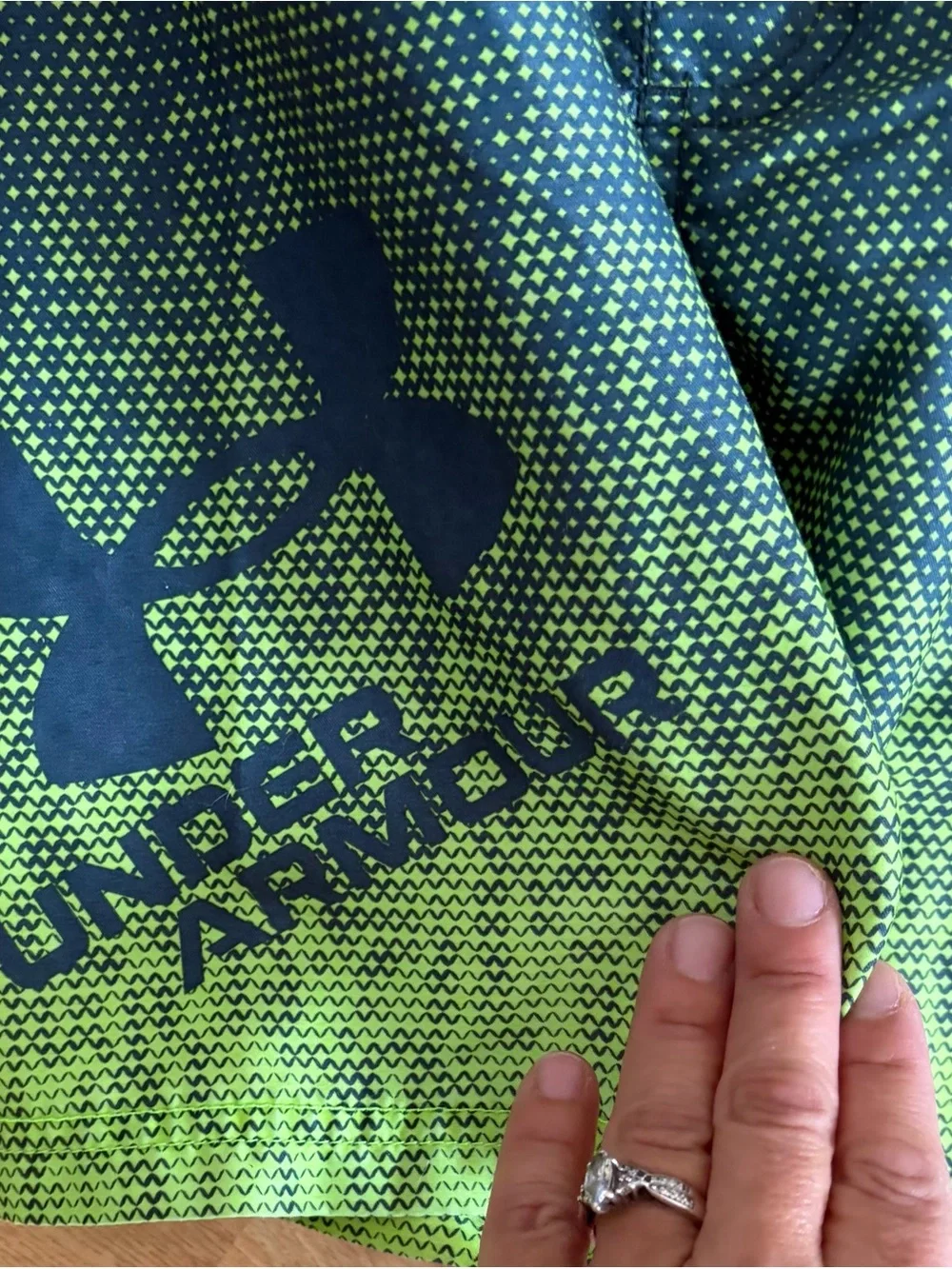 Under Armour Teal and Neon Green Boys' Swim Shorts trunk Sz S